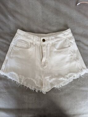 White Frayed Women's Denim Shorts